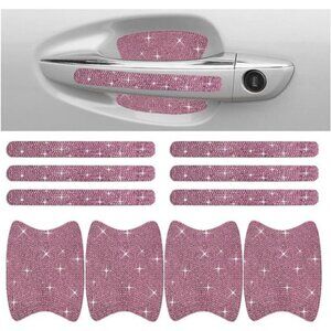 Car Door Handle Protector Bling Sticker Anti-Scratch, Universal Protective Pink